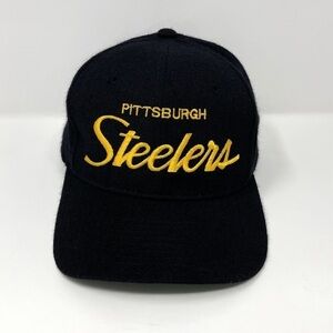 Vintage Sports Specialities Pittsburgh Steelers Snapback Hat Script Wool